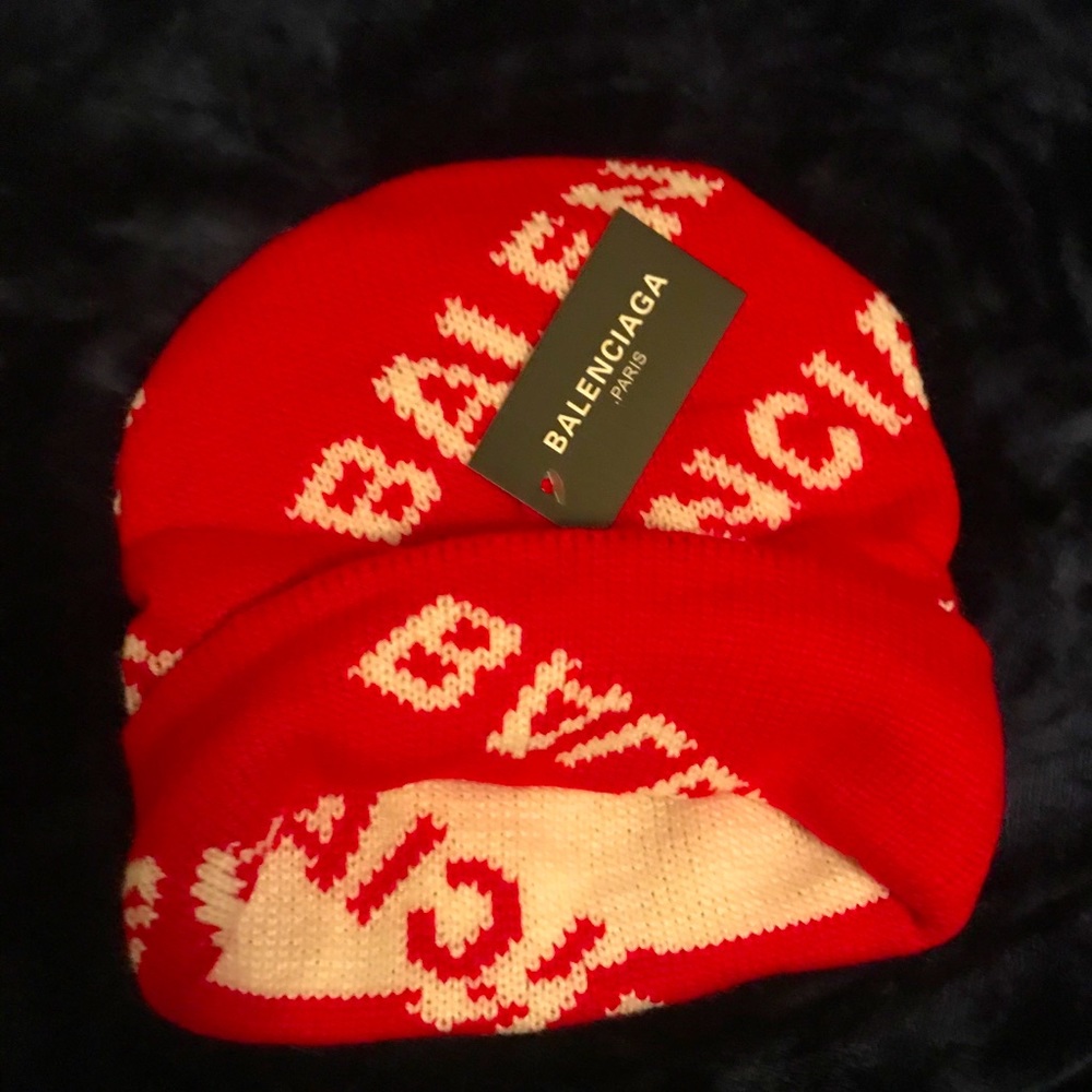 Balenciaga red beanie